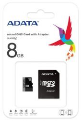 Adata MICRO SDHC 8GB + ADAPTER CLASS 4