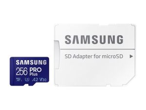 SAMSUNG PRO PLUS (2021) MICRO SDXC 256GB + ADAPTER CLASS 10 UHS-I U3 A2 V30 (160 MB/S ADATTVITELI SEBESSG)
