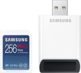 SAMSUNG PRO PLUS (2021) SDXC 256GB CLASS 10 UHS-I U3 V30 160/120 MB/S + USB 3.0 MEMRIAKRTYA OLVAS
