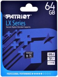 PATRIOT LX SERIES MICRO SDXC 64GB CLASS 10 UHS-I U1 (90 MB/s OLVASSI SEBESSG)