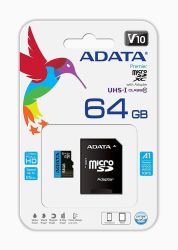 ADATA MICRO SDXC 64GB + ADAPTER CLASS 10 UHS-I U1 A1 V10 (85 MB/S OLVASSI SEBESSG)