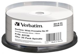 Verbatim BD-R 25GB 6X DATALIFE PLUS NYOMTATHAT NO ID CAKE (25)